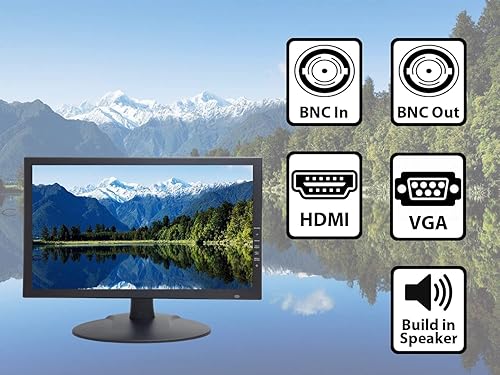 Miniatura 7 de 101AV 18.5 "Monitor de seguridad LED profesional HDMI VGA y BNC Entrada Audio Video Pantalla PC Monitor w/Altavoz para CCTV DVR Oficina y Hogar