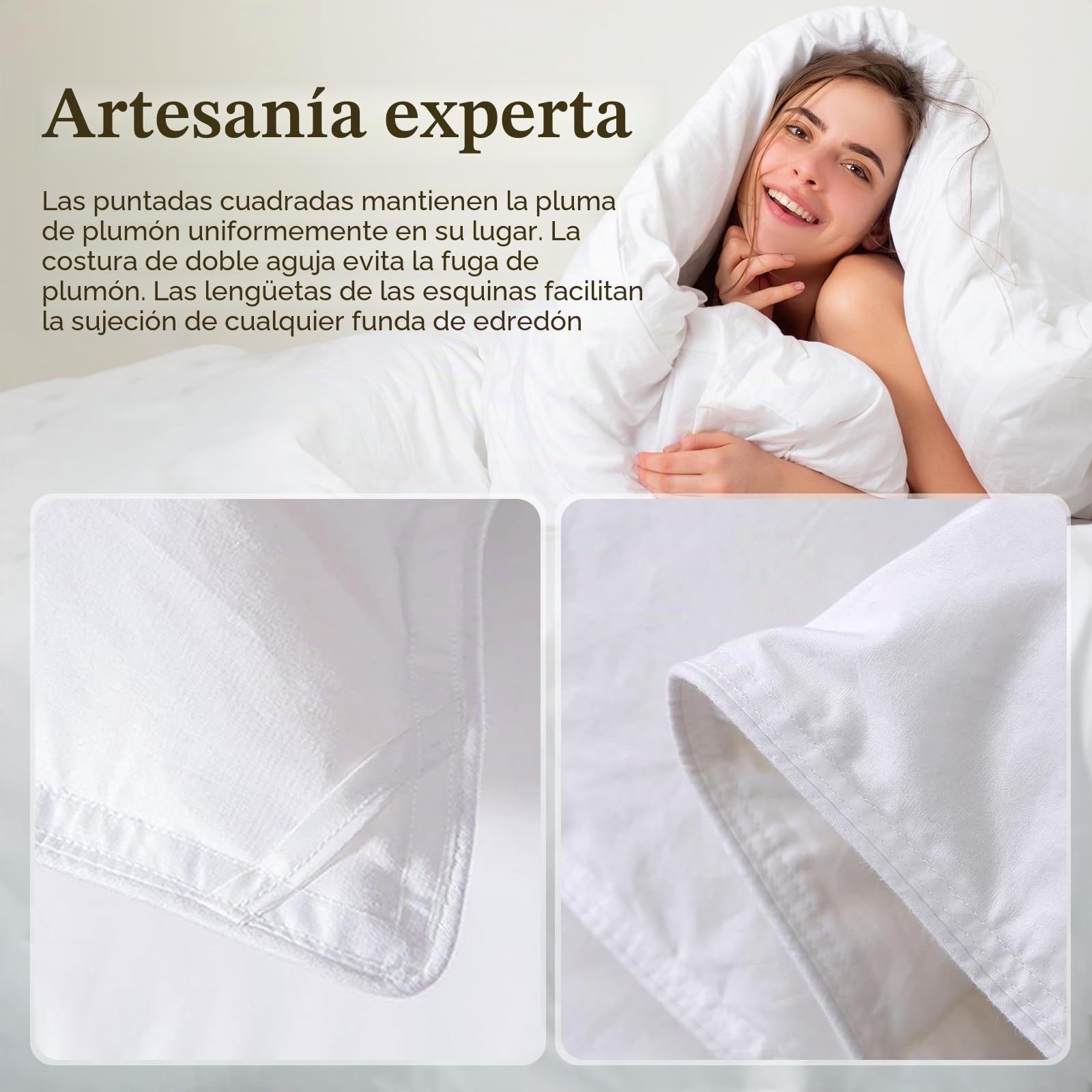 DWR Edredon Cama 80/90,Edredón de Plumas y Plumón 135x200 cm,Calor Medio para 4 Estaciones 300gr/㎡,100% Algodón,Suave, Transpirable,Certificado Oeko-Tex y RDS, Blanco
