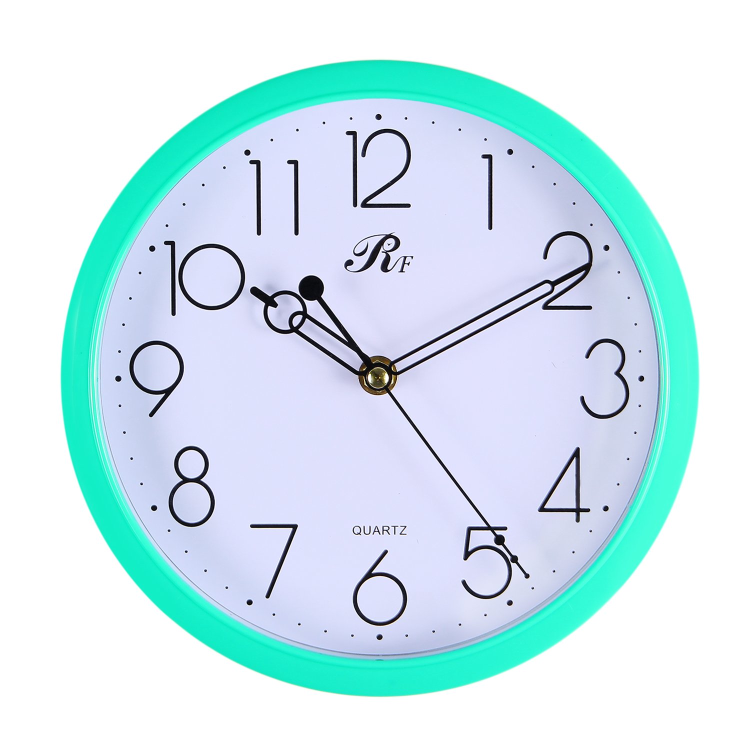 Indoor Quiet 8-Inch Precedent Decorative Wall Clock with Arabic Numerals (Green)