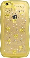 Vista 75 de Qokey para iPhone 14 Plus Funda de 6.7" con diseño de borde ondulado rizado, transparente, con purpurina, brillo, estrellas, brillante, lindo