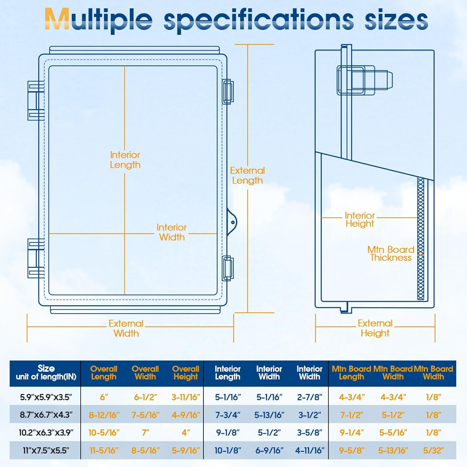 Waterproof Outdoor Project ABS Plastic Junction Box IP67 Weatherproof Dustproof Enclosure with Hinged Cover, Mounting Plate,Wall Brackets for Power Project (5.9"X5.9"X3.5") - Image 5