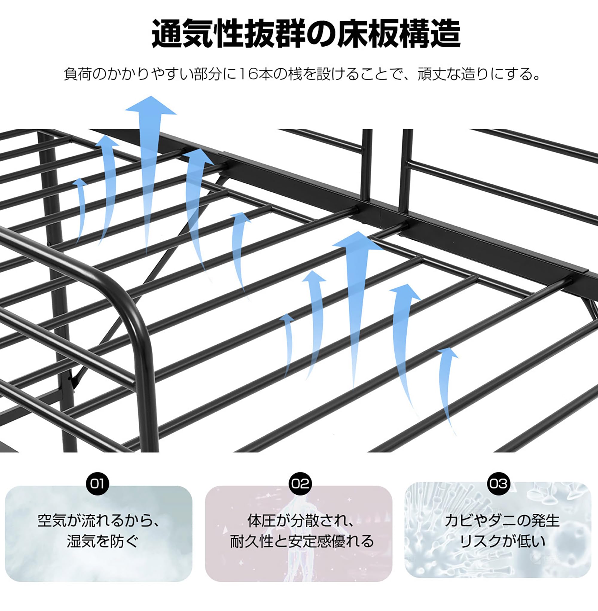 Amazon｜【耐震強化・両側ハシゴ】ロフトベッド セミダブル パイプ
