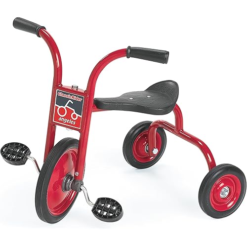 CLASSICRIDER Toddler Trike, Kids Tricycle for Riders Ages 3 and up, Preschool, Daycare, Playground Kids Tricycles, Rubber Tires, Red/Black, 10" Pedal Pusher