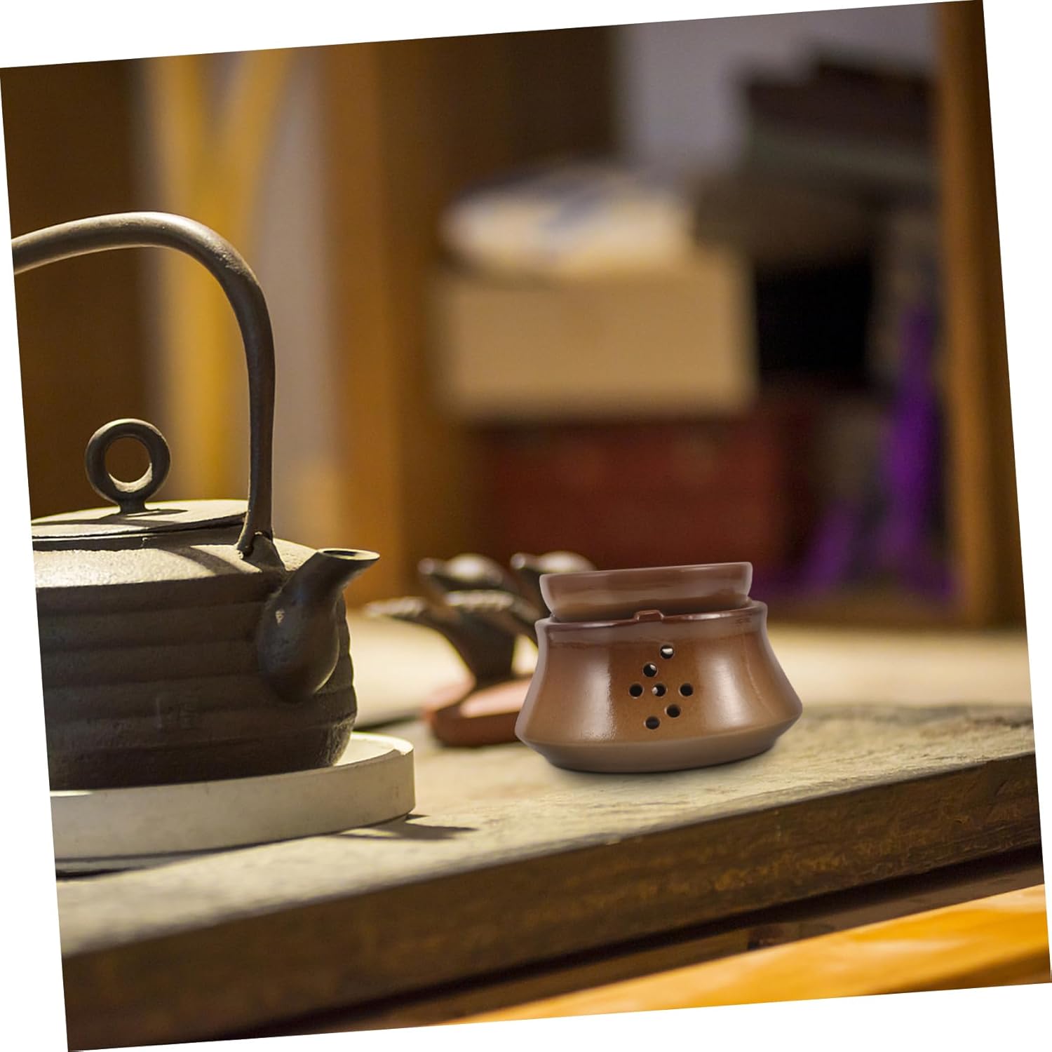 Cabilock Teapot Warmer Tea Set Ceramic Heater Base Tea Cup Warmer Saucers for Home Decor