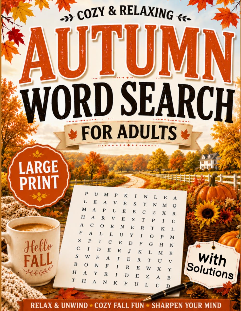 Autumn Word Search for Adults: Large Print Puzzles for Cozy Fall Relaxation and Peaceful Moments
