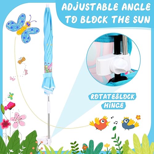 Miniatura 5 de Silla de playa para niños con paraguas para niños, silla plegable con abrazadera universal para niños, playa, camping, patio, césped, piscina,