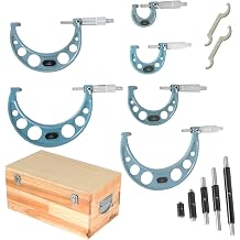 kimllier 6Pcs C-Type 0-6 Inch Outside Micrometer Accuracy Machinist Tool Set Accuracy 0.0001 Inch for Accuracy Measurement Work