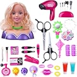 Kids Doll Head for Hair Styling and Make Up, Practice Makeup Doll with Hair Dryer, Accessories