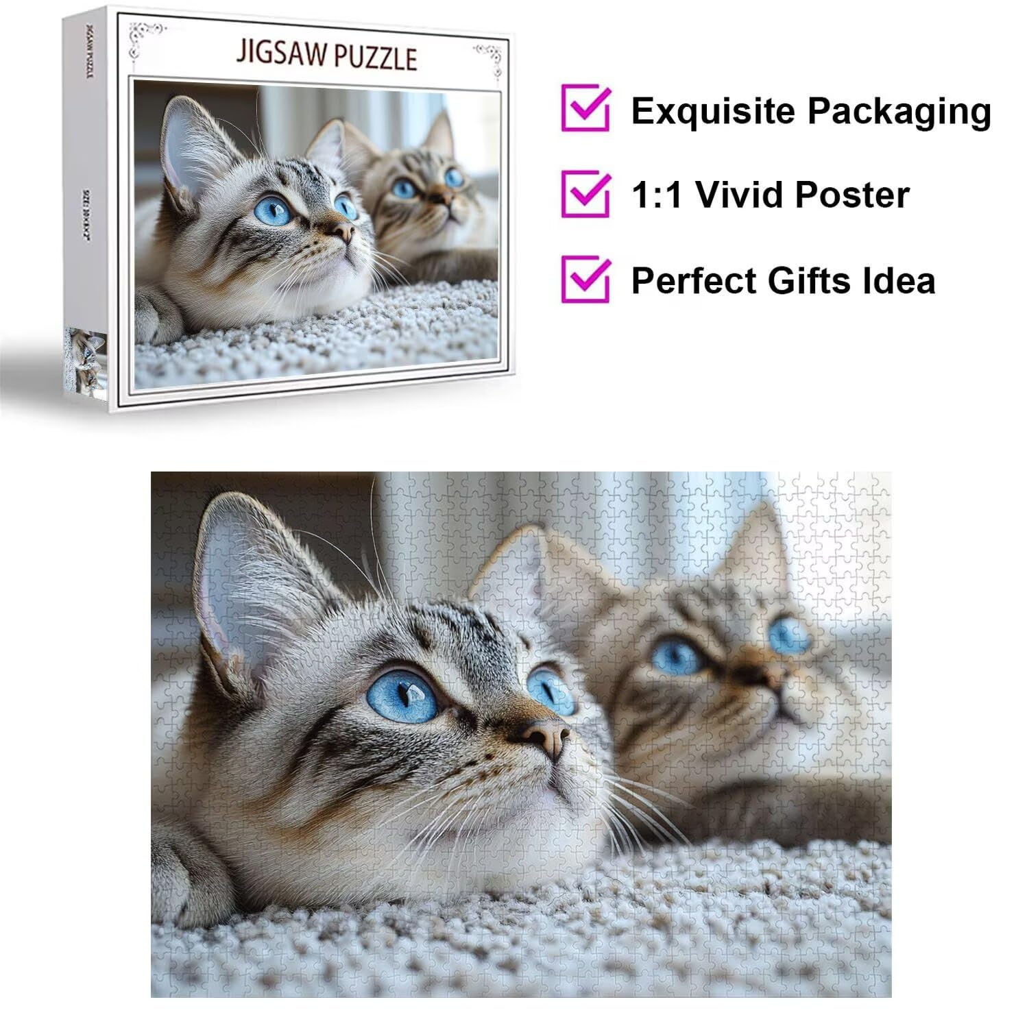 Puzzle 1314 Pieces Chats Puzzle 3D, Adultes Classique Puzzles, n-483