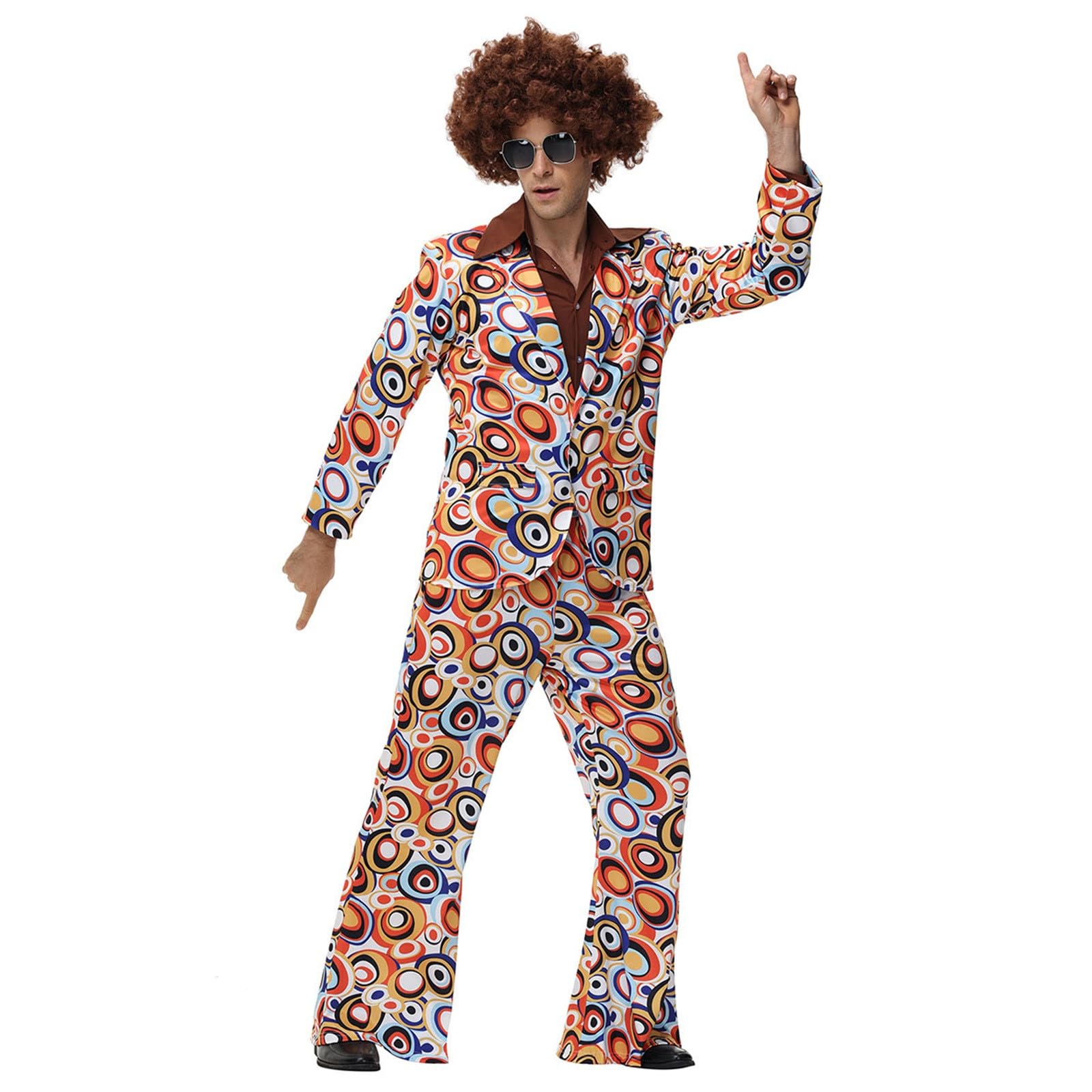 FaschingskostüMe MäNner,Disco-KostüM Retro 70Er Jahre BüHnenoutfit Hip-Hop Tanzparty Jumpsuit FüR Erwachsene Cosplay