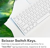 Vista 5 de Macally Teclado USB con cable para Mac y PC con Windows, teclado Apple Plug and Play con 78 teclas de interruptor de tijera y 13 teclas de acceso