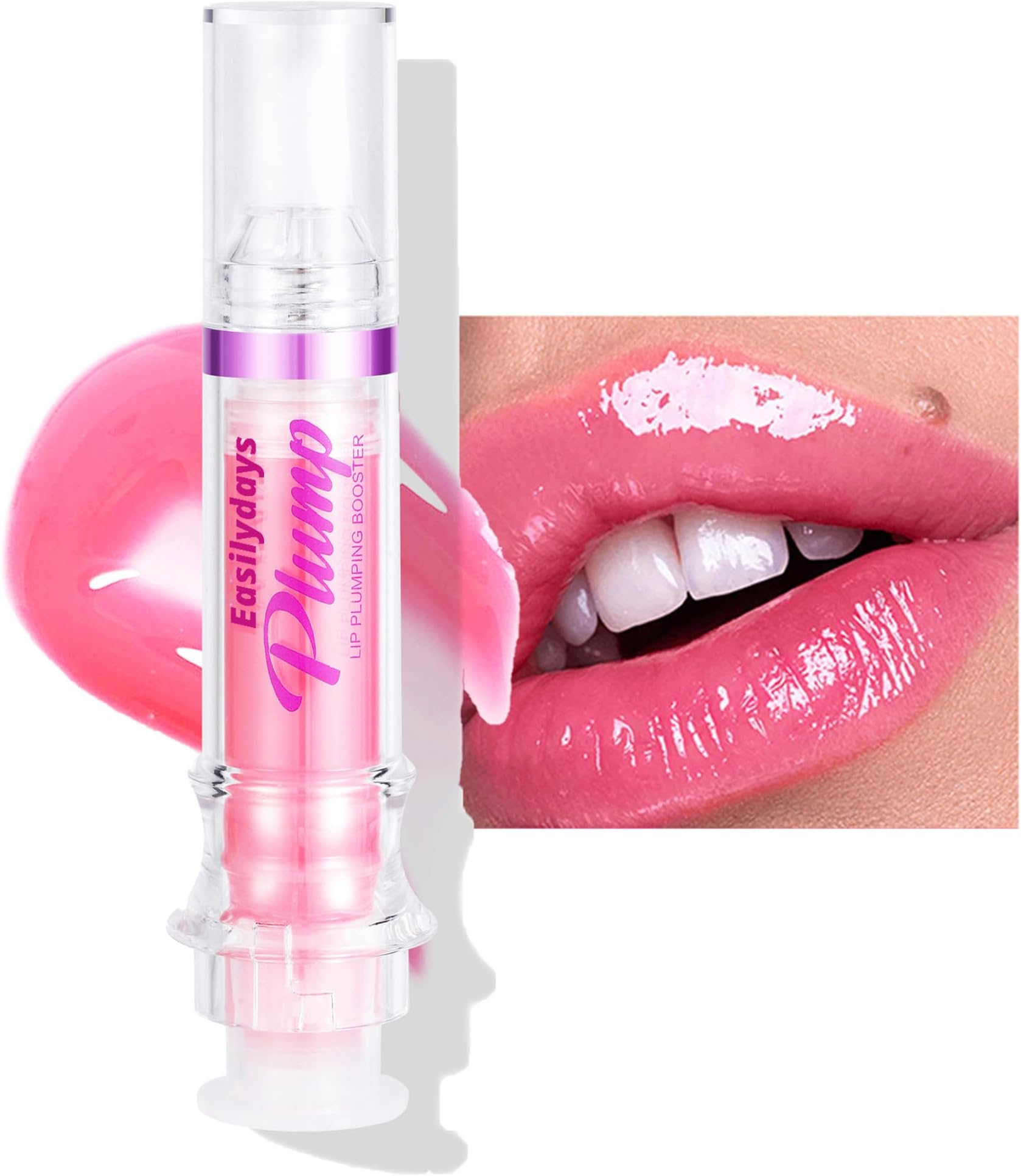 Easilydays Lip Gloss Plumper Glossy Lip Lipstick, Lifter Gloss, Hydrating, Volumizes, High-Shine, Lip Plumping Lip Glass Mirror Lip Glaze Lip Makeup, Plump And Pout Lip Plumper for Women Girls