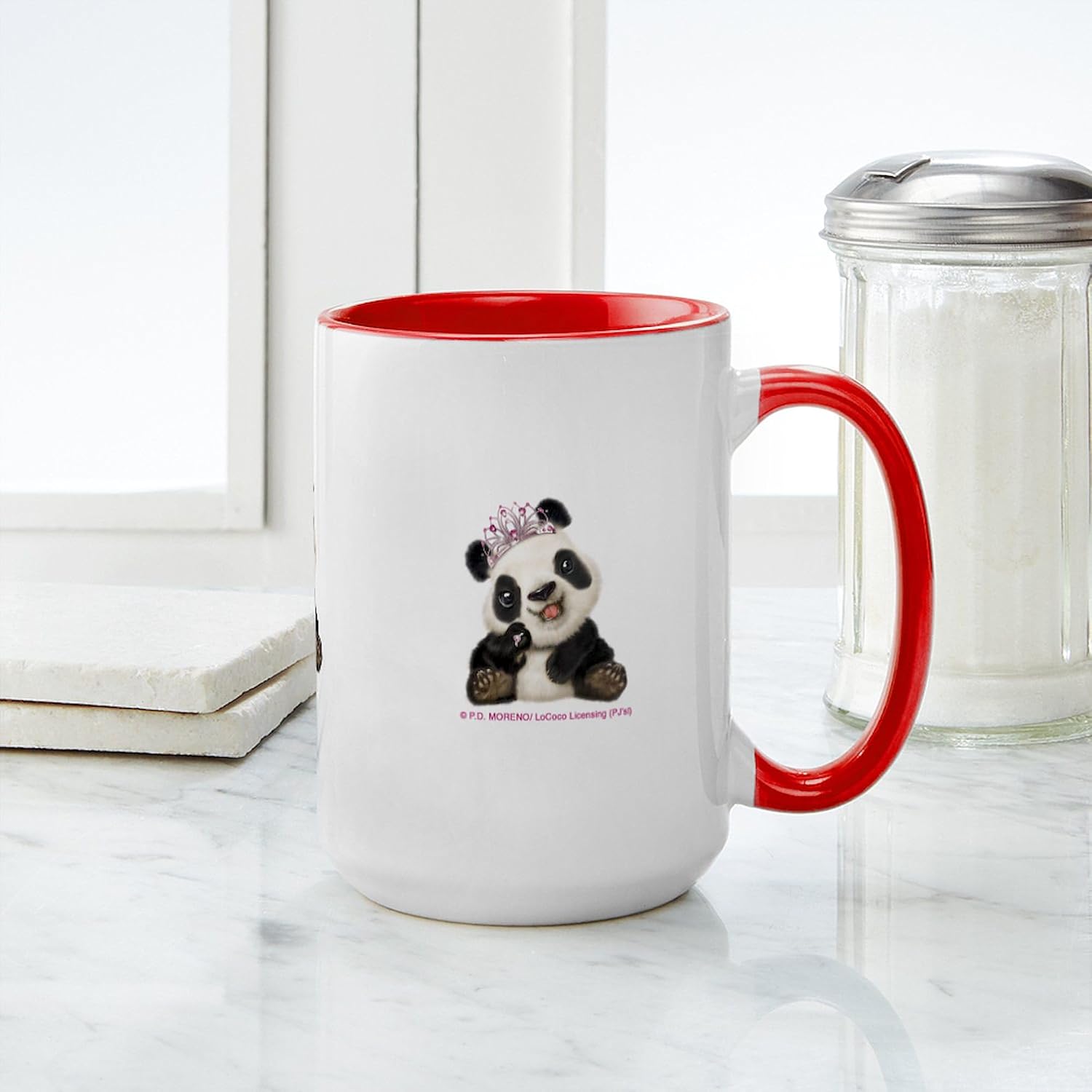 CafePress PD Moreno's Panda Wearing 15 Oz Ceramic Large Mug 15 oz (444 ml) Ceramic Coffee Mug