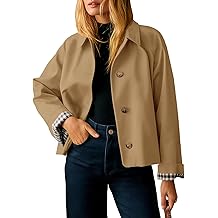 Womens Cropped Trench Coat Lightweight Single Breasted Jacket Fall Windbreaker Fashion Outerwear