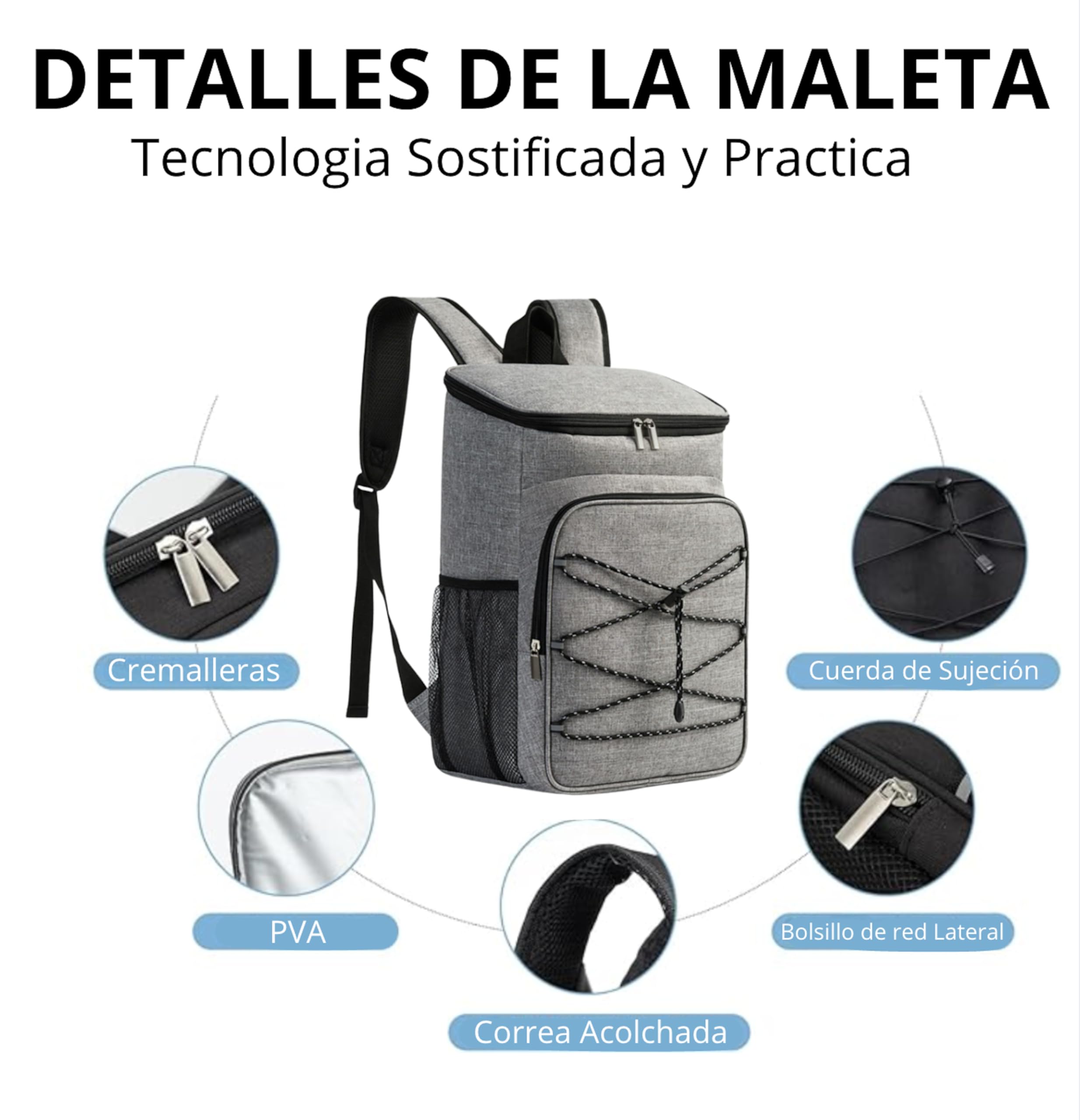 Zaino frigorifero isotermico - Borsa da picnic 23 l, grande frigorifero da spiaggia termico, impermeabile, a prova di perdite, mantiene la temperatura calda, valigia ampia, Cooler portatile, ghiaccio