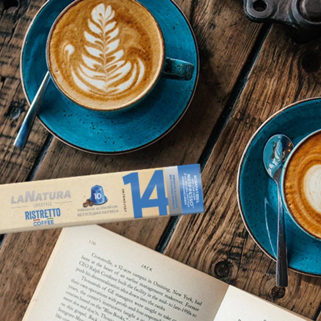 La Natura Lifestyle 120 cápsulas de café Ristretto de aluminio, 100% reciclables, compatibles con Nespresso®
