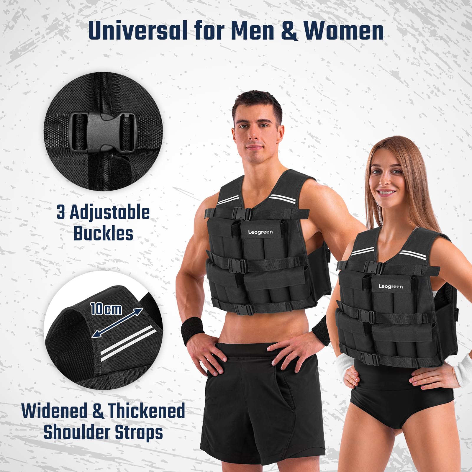 Leogreen Gewichtsvest, 10 kg/20 kg, verstelbaar trainingsvest met 20 Leogreen Gewichtsvest, 10 kg/20 kg, verstelbaar trainingsvest met 20