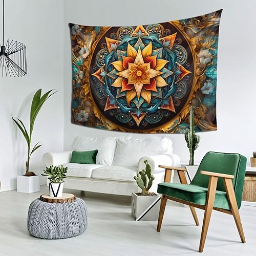Miniatura 3 de Smacget Tapiz floral de mandala, bohemio, multicolor, floral, psicodélico, tapiz para colgar en la pared, para adolescentes, niñas, tarot azul,