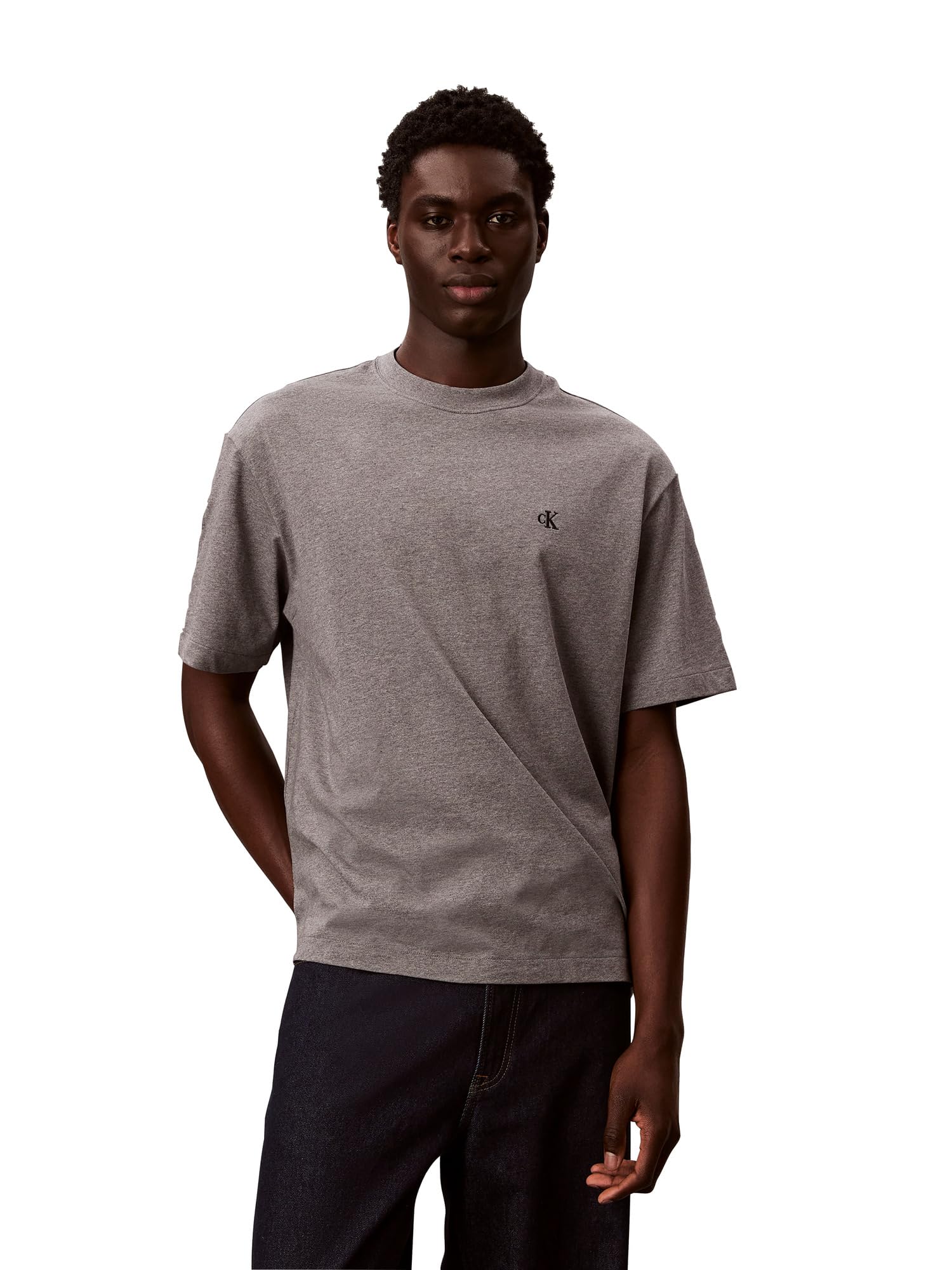 Mens Relaxed Fit Monogram Logo Crewneck T-Shirt