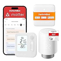 SwitchBot Termostato smart per termosifone con pannello e supporto Matter (Combo), controllo da App e timer, risparmio energetico, installazione semplice, compatibile con Apple Casa