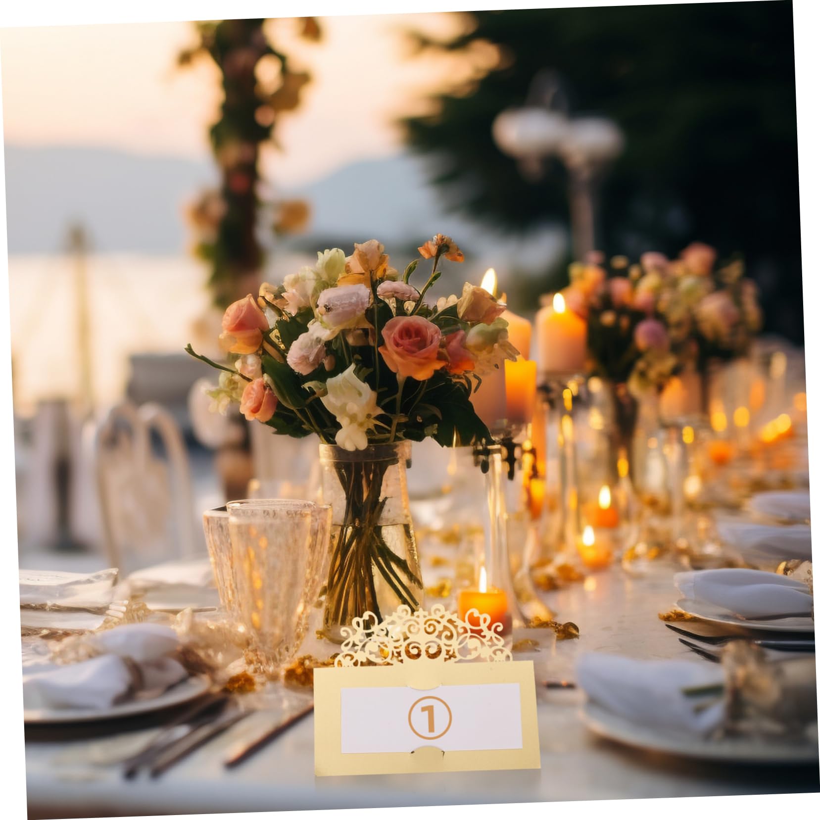 Happyyami 100stücke Elegante Blanko Tischkarten Für Hochzeiten Und Feiern Goldene -cut Platzkarten Zur Tischdekoration Und Namensbeschriftung Für Romantische Anlässe