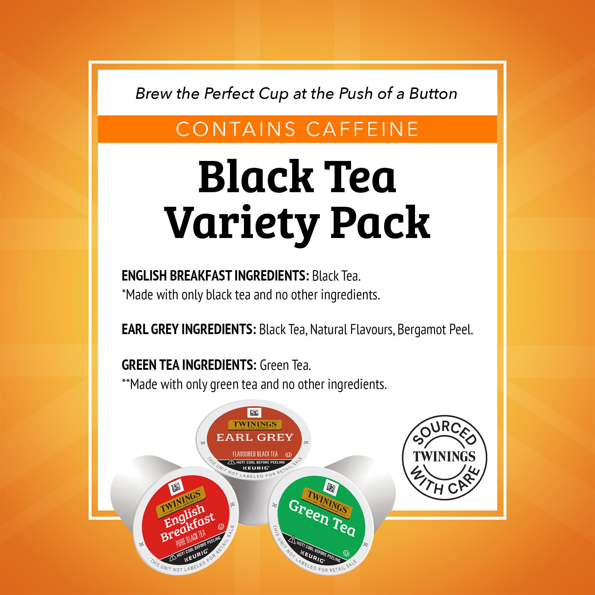 Twinings Tea Variety Sampler Pack K-Cup Pods for Keurig Single Serve, 12 Count English Breakfast, Verde Earl (Confezione da 3)
