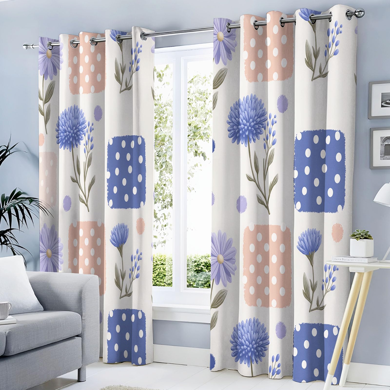 Rideaux fenetre imprimé salon chambre beige occultant thermique oeillets 140x240