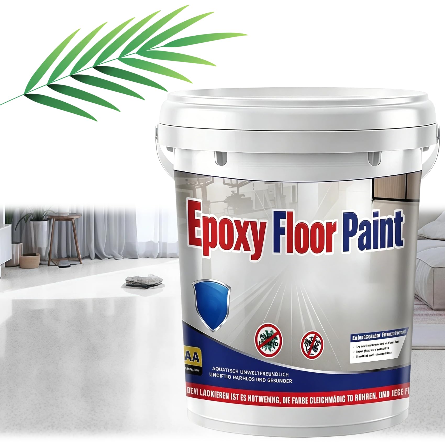 Jelaqmot Epoxy Colored Sand Floor Paint for Concrete, Garage, Basement & Outdoor, Self-Leveling Marble Effect, Waterproof Non-Slip (Light Gray)