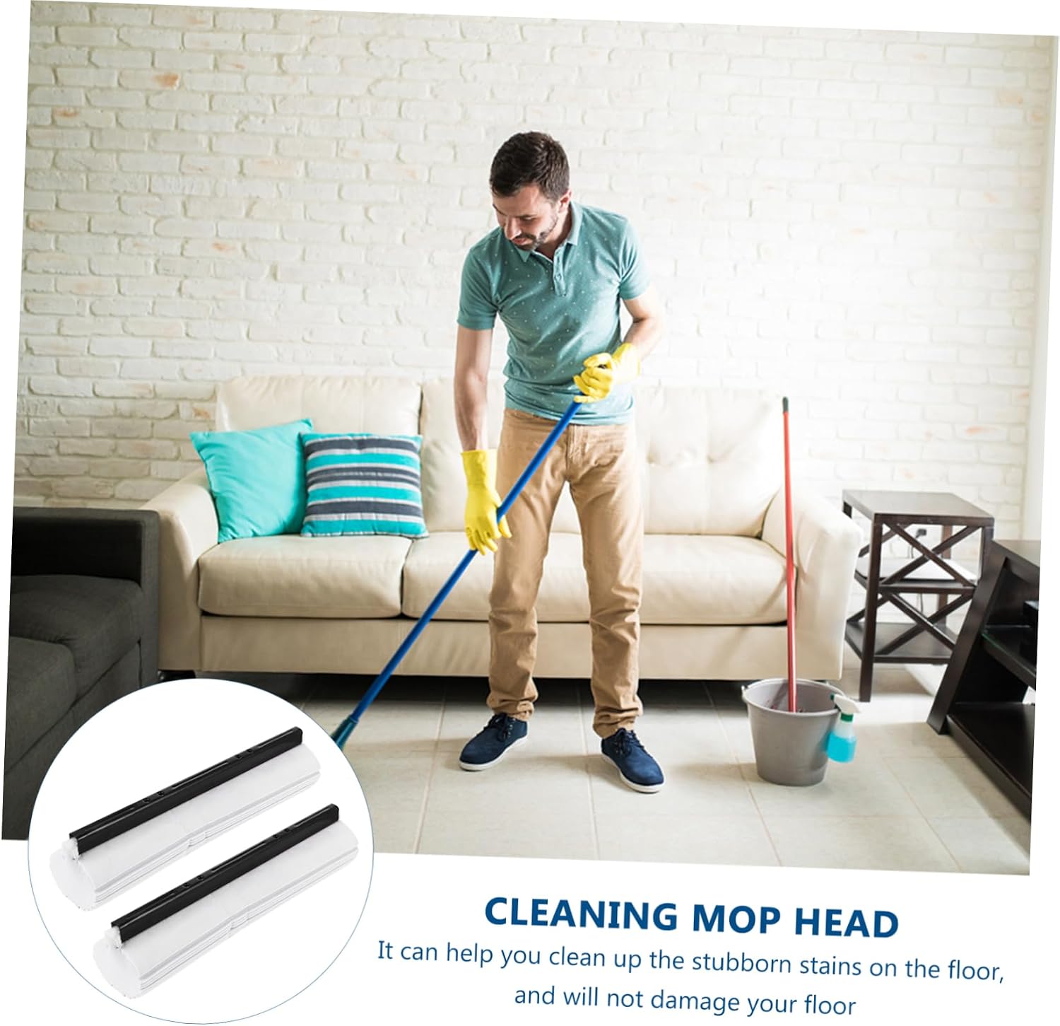 GLEAVI 2 PVA Sponge Mop Head Replacement Sponge Roller Mop Refills for Cleaning