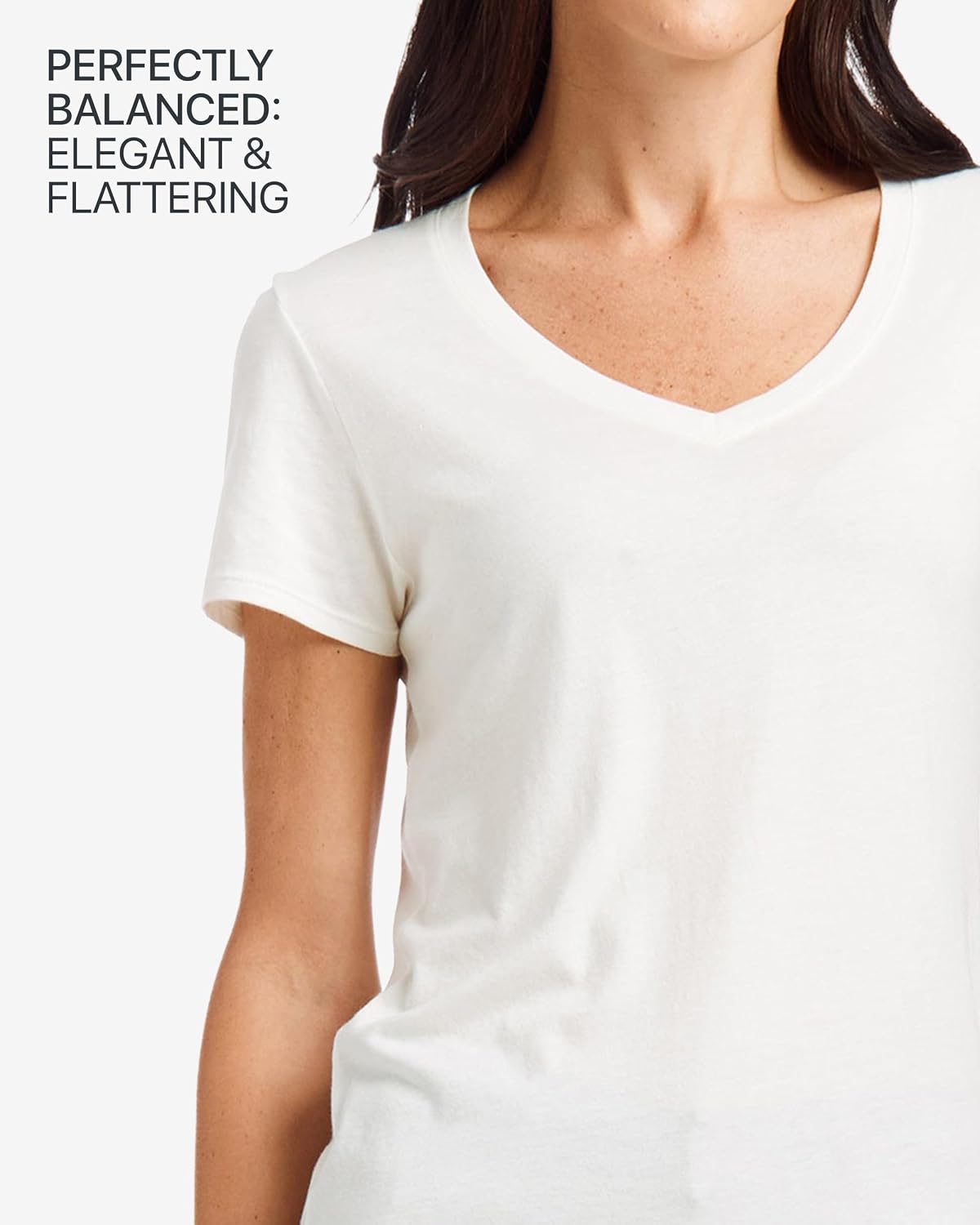 Mott & Bow Women’s Fitted V-Neck T-Shirt – Premium Cotton Modal Blend, Durable, Everyday Tagless Tee