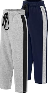 2 Pack Boys' Sweatpants Boys Open Leg Tricot Pants Boys Drawstring Pants Boys' Jogger Athletic Pants with Pockets