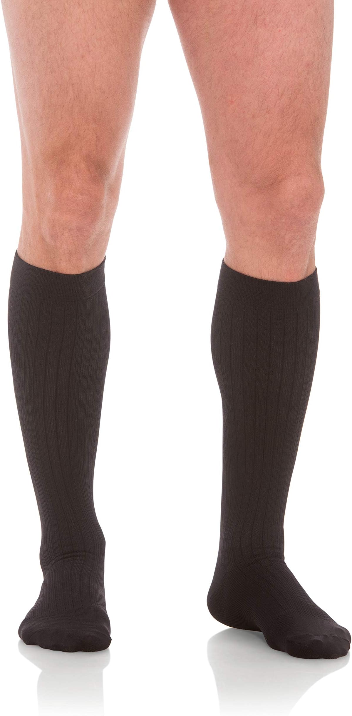Men Collection, Compression Socks Microfiber, 20-30mmHg 202 (Large, Black)