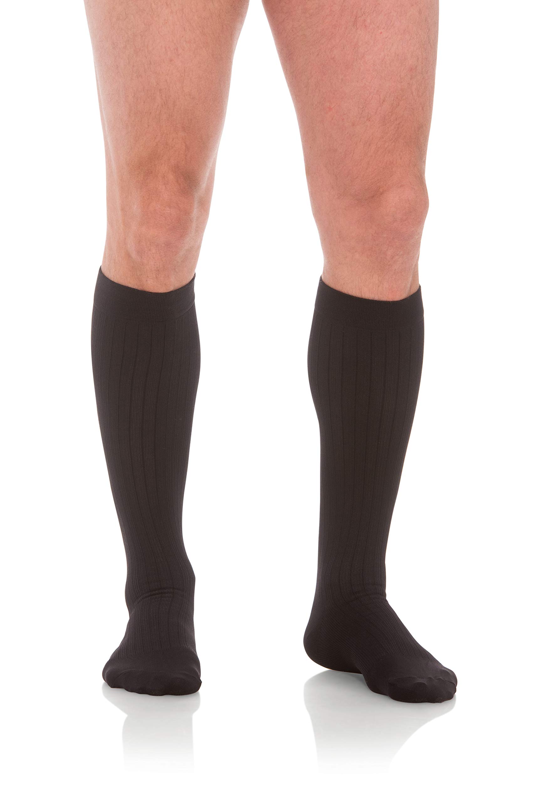 Men Collection, Compression Socks Microfiber, 20-30mmHg 202 (Large, Black)