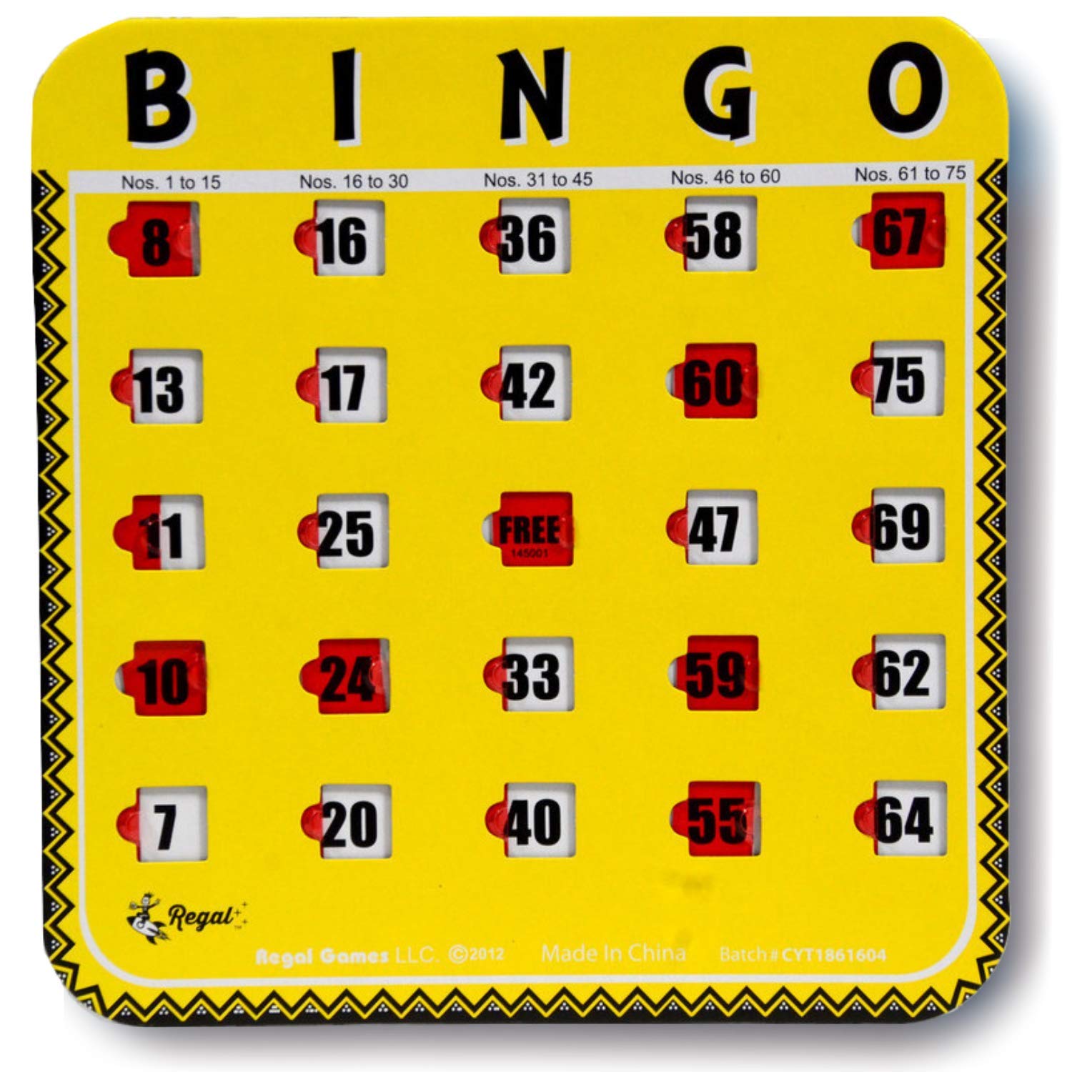 Regal Bingo Bulk Bingo Cards with Sliding Windows - Reusable Large Print Bingo Game Cards for Adults Large Group - 8 Pack, Yellow