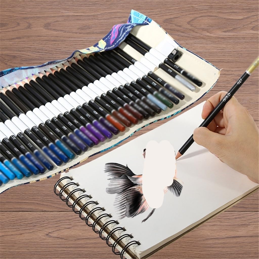 Lápices de Colores a Base de Aceite, 72 Colores, Estuche Enrollable, para Arte, Pintura, Dibujo a Mano, garabatos (D 1 Unidad (Paquete de 1))