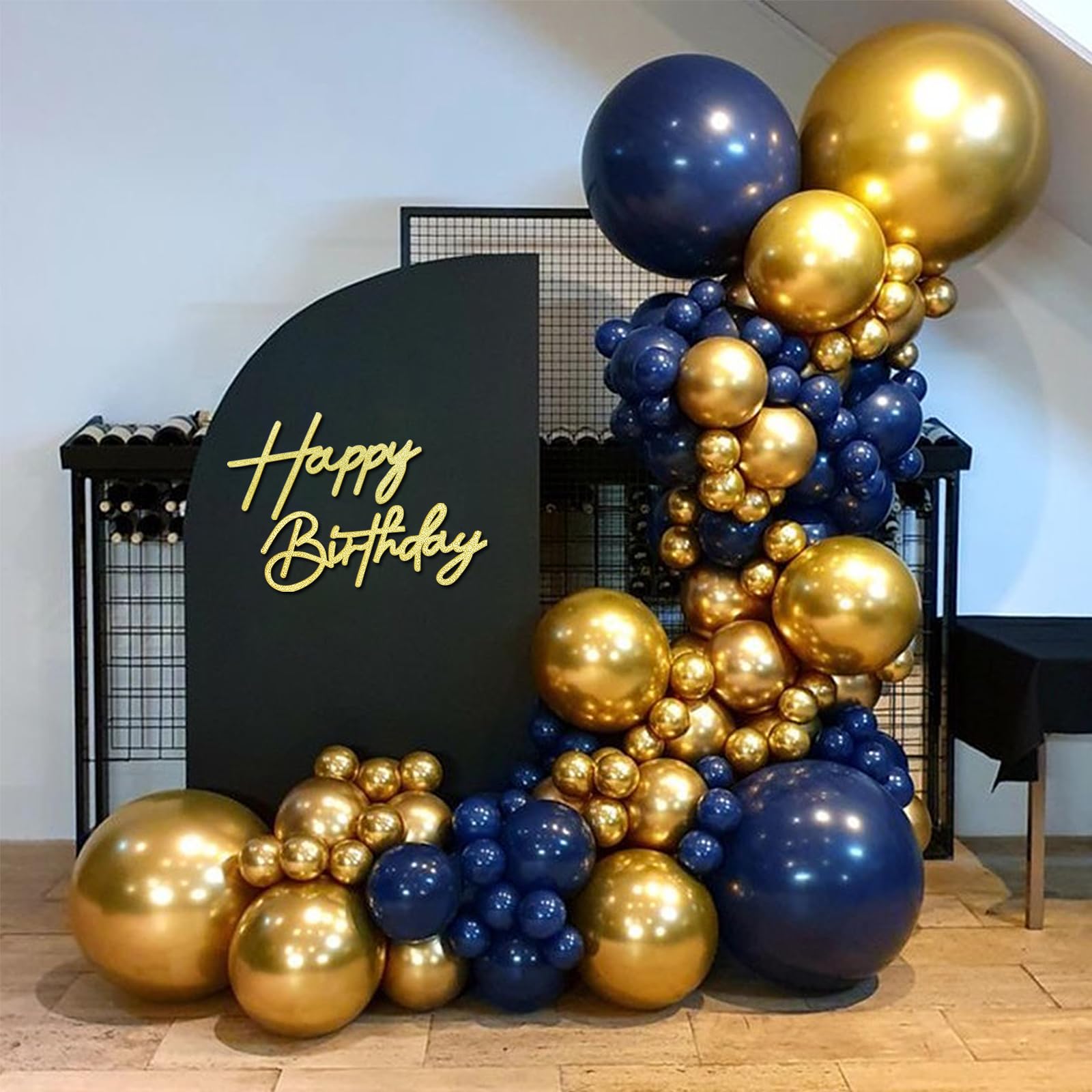 Znak "Happy Birthday" na tło, brokatowy, filcowy, z napisem "Happy Birthday", łuk balonowy, dekoracja na przyjęcie urodzinowe, baby shower, złoty