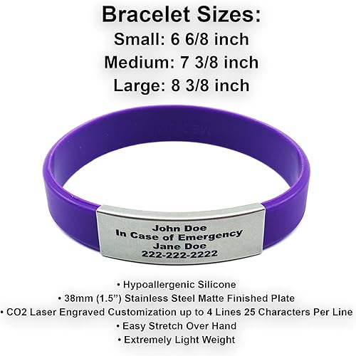 Miniatura 8 de Pulsera de identificación de alerta - Personalización gratuita - Hipoalergénica - Identificación de emergencia - Deportes - Fitness - Salud -