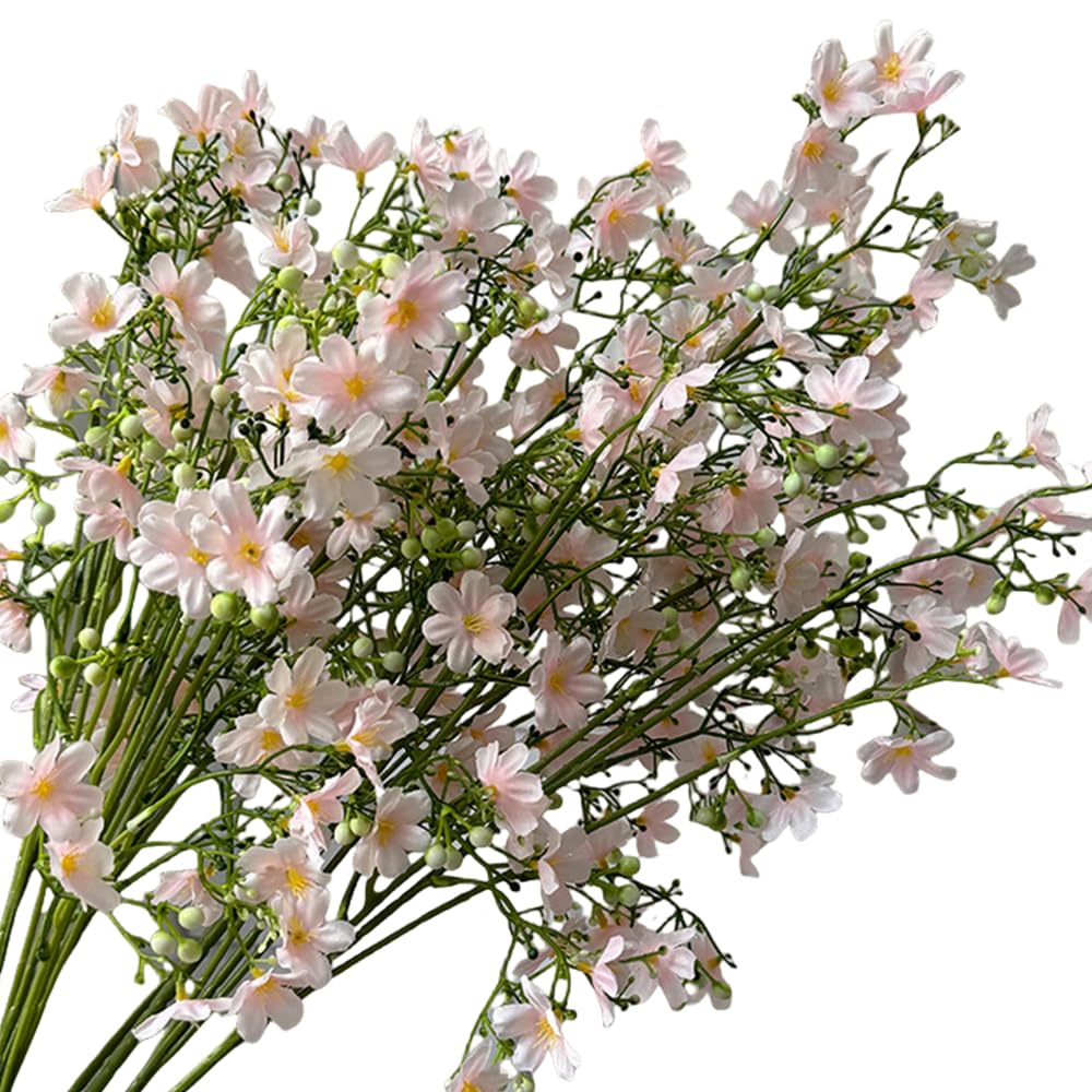 8 Pcs Silk Flowers with Long Stems Artificial Flower for Tall Vase 26.4'' Light Pink Artificial Flowers Bouquet UV Resistant Plastic Plants for Home Wedding Indoor Outdoor Decoration