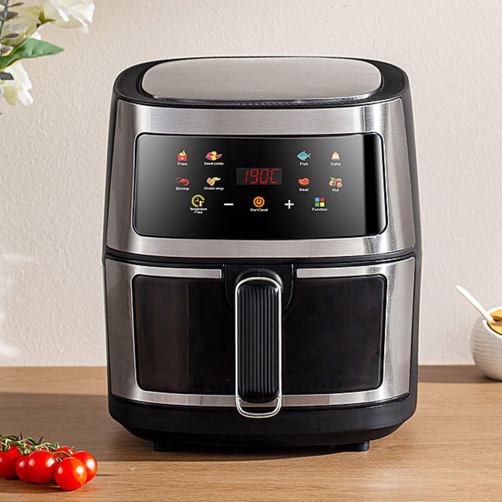 Grande Forno Friggitrice Ad Aria Multifunzione Mini Forno,Forno A Convezione Da Banco Con Girarrosto,Friggitrice Intelligente Con Schermo Tattile Digitale