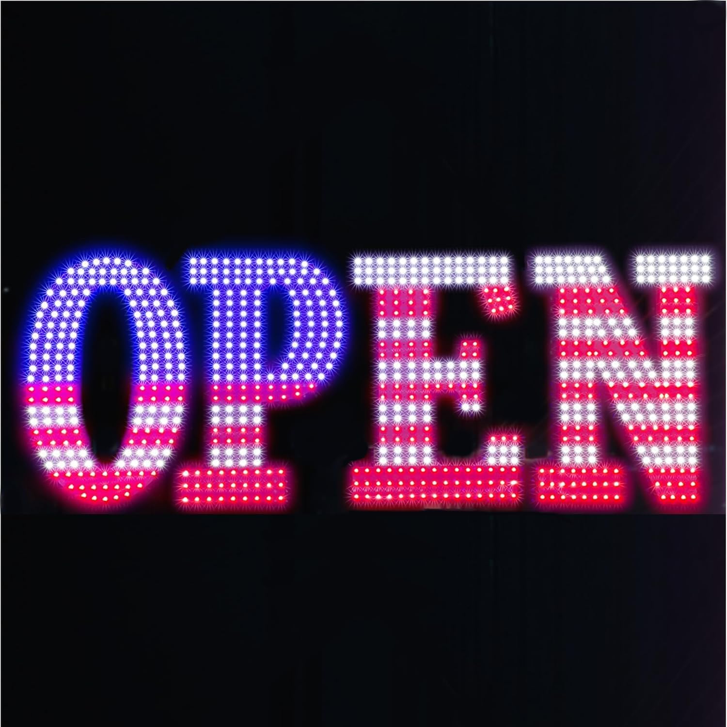 40'' x 14" Large USA Flag Open Signs for Business, Adjustment Brightness LED Open Closed Sign with Hanging Installation, Light Up Sign for Window Bar Store Restaurant Hotel Salon
