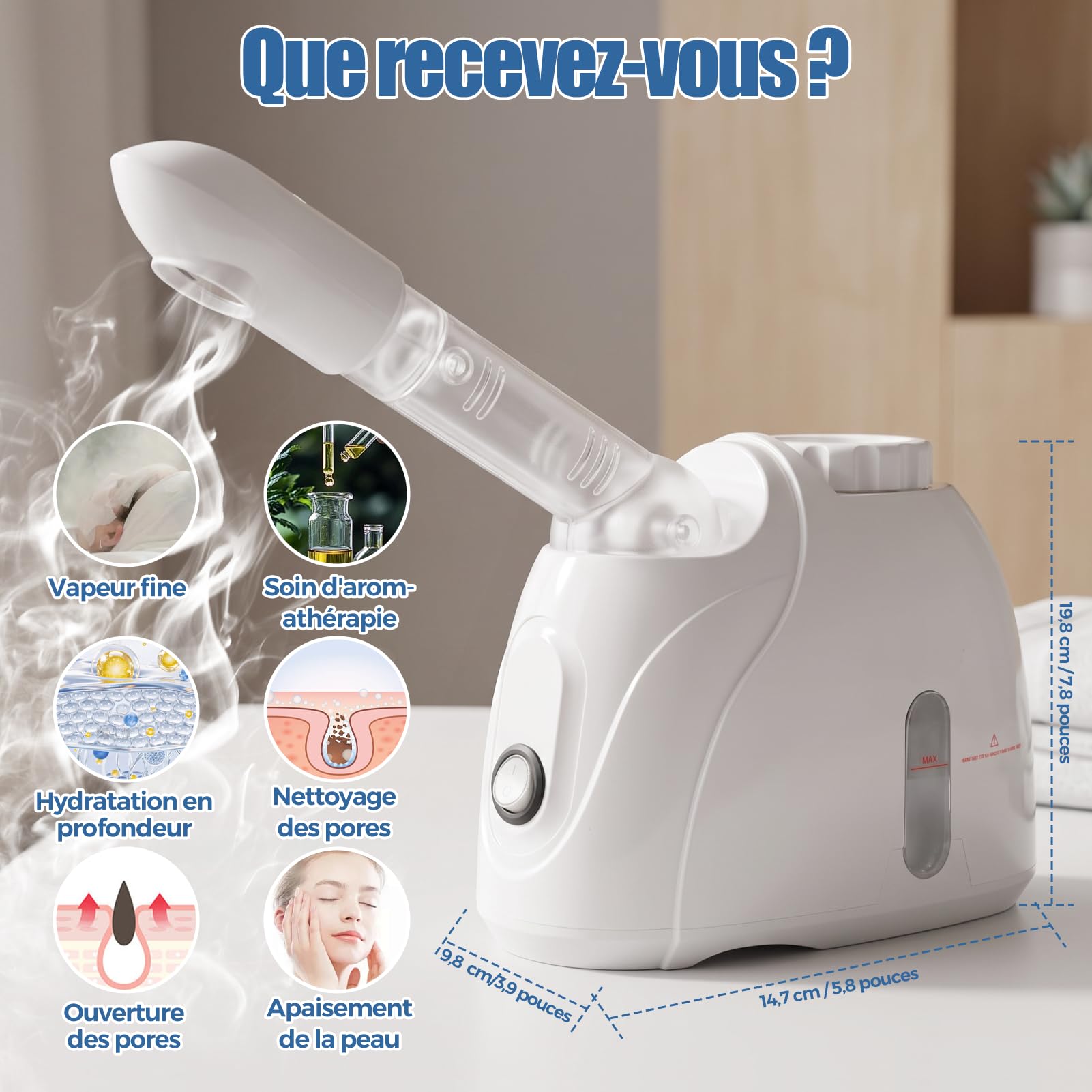 Appareil Vapeur Visage Hydratant à Brume Chaude