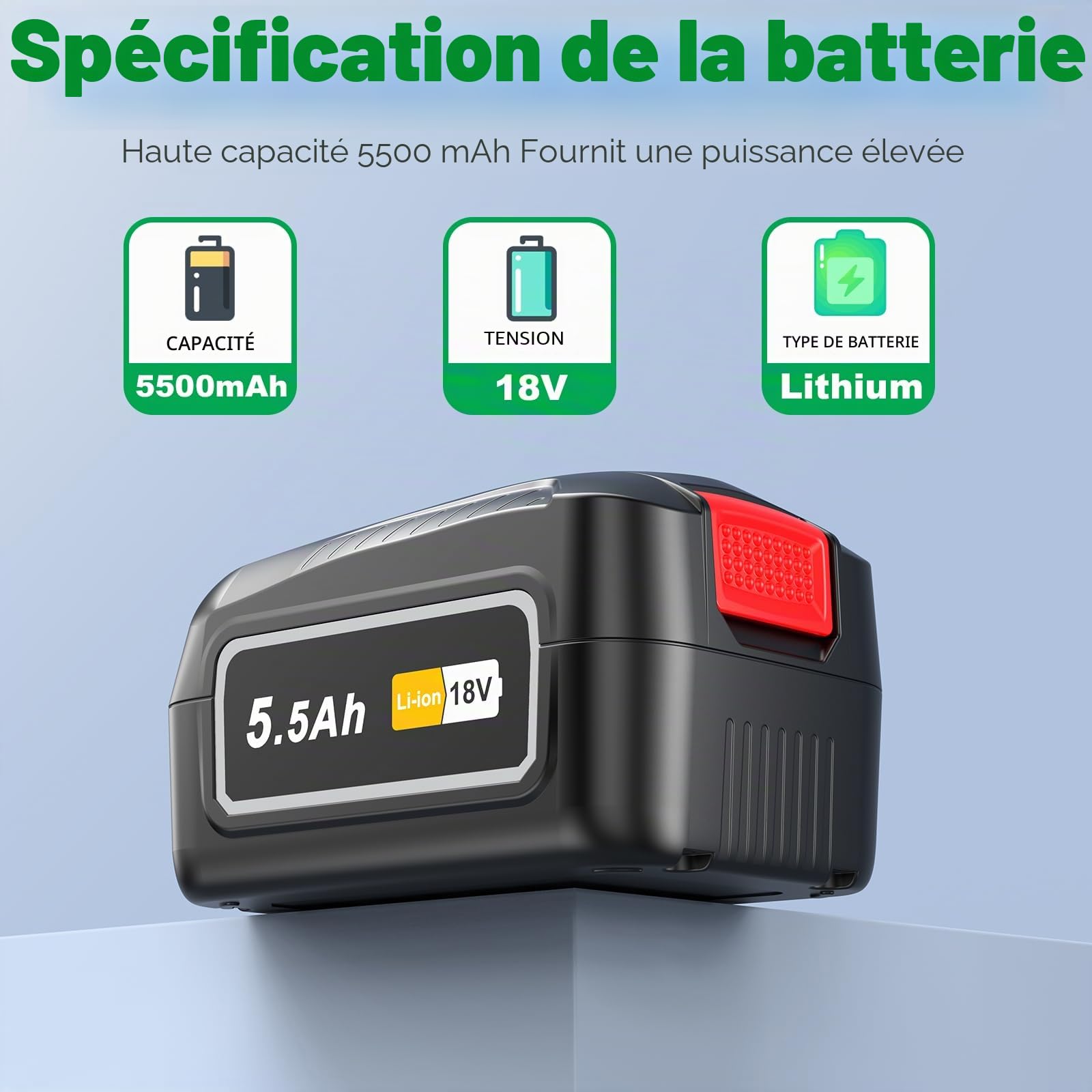 2 pièces 18 V 5500 mAh Batterie lithium-ion PBA compatible avec les outils électriques Bosch, PBA1860 Batterie de rechange Compatible avec les outils Bosch pour la maison et le jardin 18 V PBA