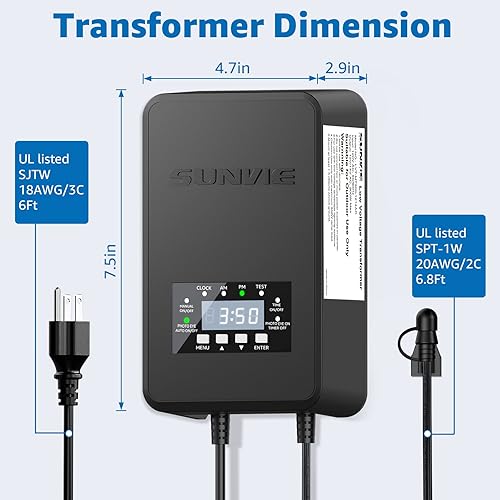 Miniatura 8 de SUNVIE Kit de iluminación LED de paisaje de bajo voltaje con transformador, luces de camino de bajo voltaje, focos de aluminio para paisaje, luces