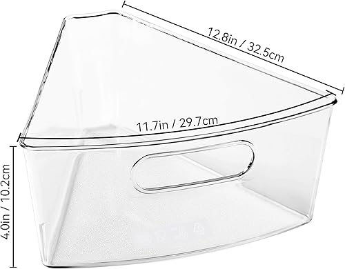 Miniatura 7 de Oubonun Lazy Susan - Juego de 6 organizadores de plástico transparente de 12.8 x 11.7 x 4 pulgadas con asa, contenedor de 4 pulgadas de profundidad,