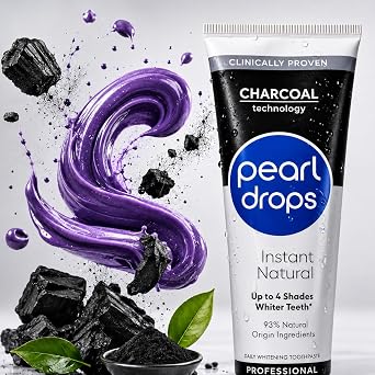 Pearl Drops Instant Natural - Beyazlatıcı Diş Macunu, Aktif Karbonlu,Anında Etkili,%93 Doğal İçerikli, SLS İçermez 75 ml