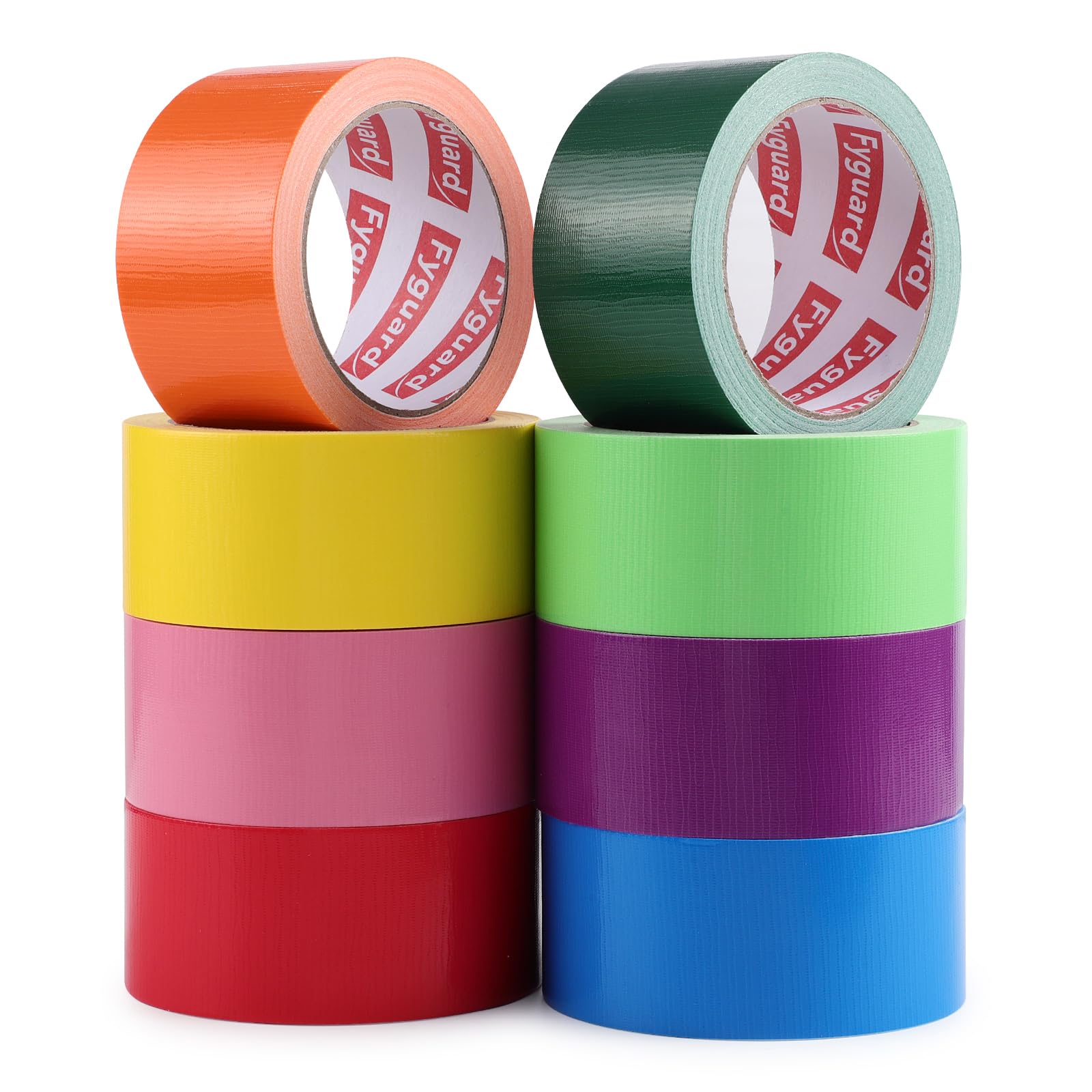 Fyguard 8 Rolls Duct Tape Colorful, 48mm x 15m Mixed Cloth Waterproof Repair Tape for Craft Projects Binding Packaging Sealing