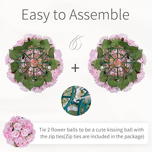 Miniatura 6 de Esferas de flores para centros de mesa, flores de boda, 10 bolas grandes de rosas falsas, flores rosas para mesas de centro, bola floral artificial