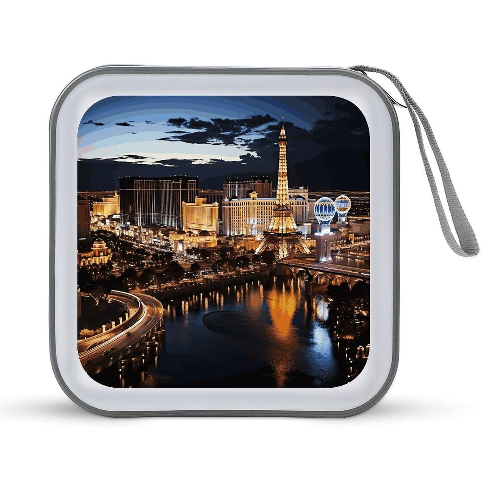 VstaDank Las Vegas Night View DVD Protective Case 40 Capacity Storage Organizer Booklet Folder Portable Album Car CD Plastic Disc Wallet