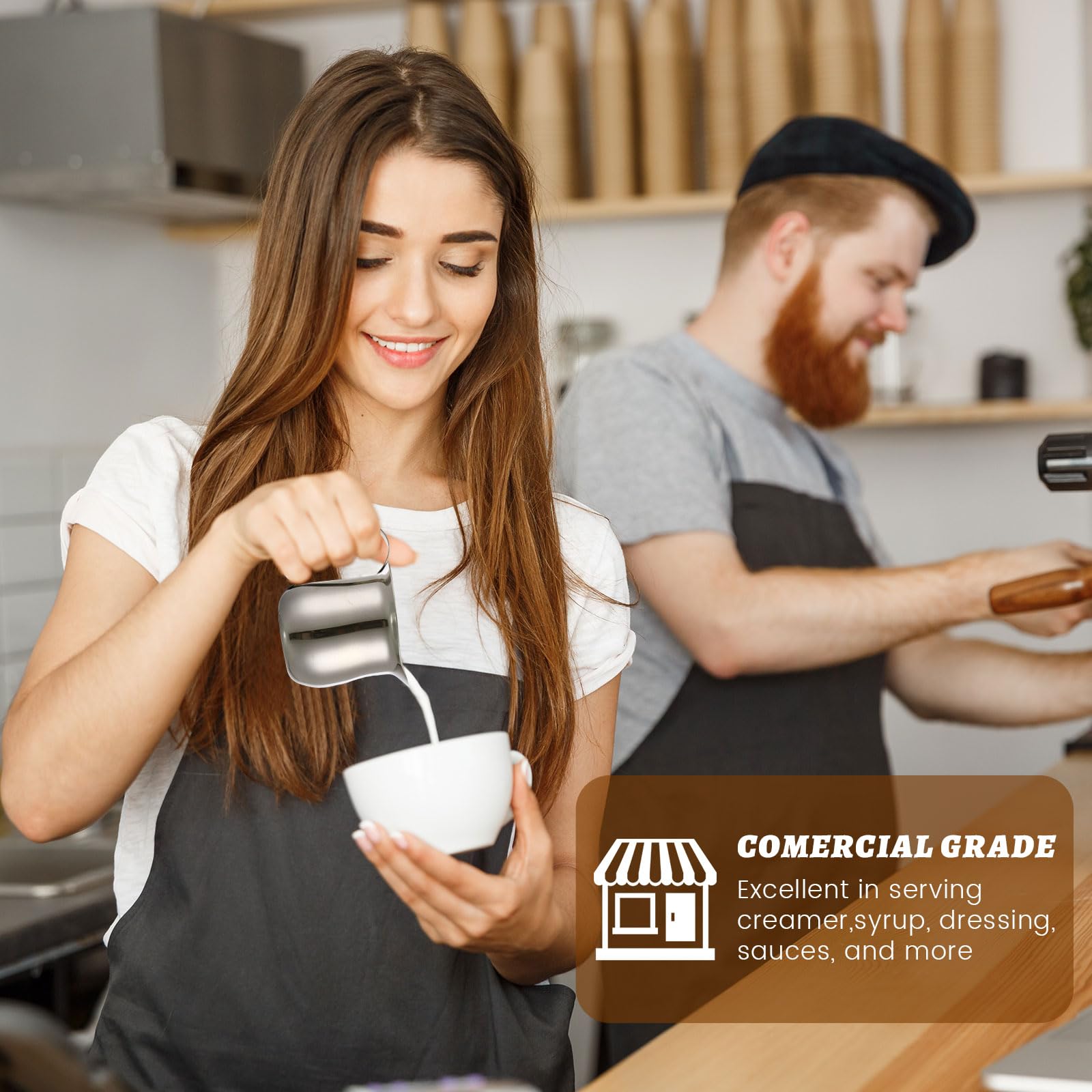 Bokon 36 piezas de acero inoxidable Bell Creamers 3 oz jarra de crema para servir leche, café, crema, jarabe de azúcar, contenedor de crema en forma de campana de espresso, jarra de espuma para