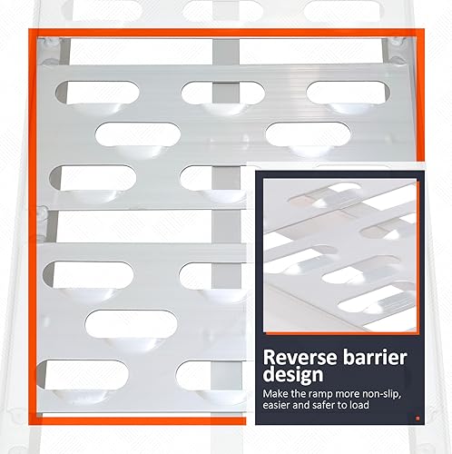 Miniatura 4 de Rampas de aluminio de 7.5 pies, rampas plegables de carga arqueada de 1500 libras con patas, rampas mejoradas para cuatrimotos, motocicletas, motos